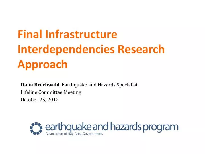 final infrastructure interdependencies research approach