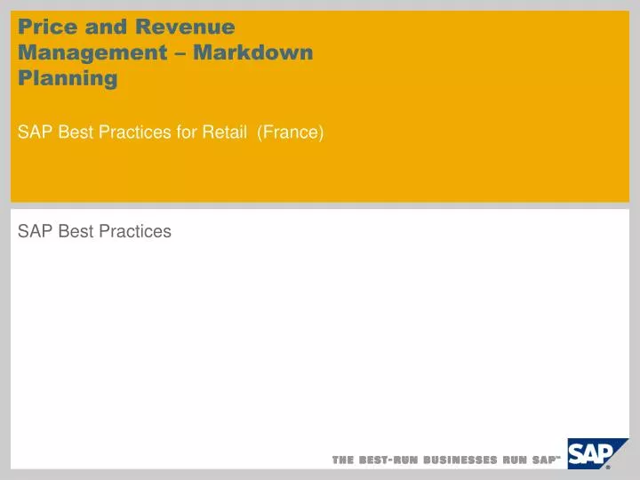 price and revenue management markdown planning sap best practices for retail france