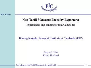 Non-Tariff Measures Faced by Exporters: Experiences and Findings From Cambodia