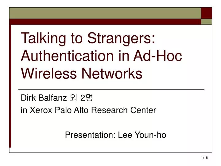 talking to strangers authentication in ad hoc wireless networks