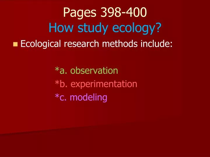 pages 398 400 how study ecology