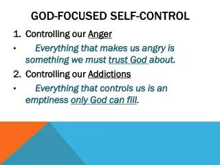 God-focused SELF-Control