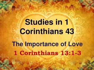 Studies in 1 Corinthians 43