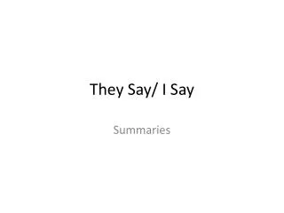 They Say/ I Say