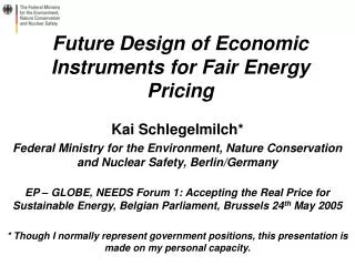 Future Design of Economic Instruments for Fair Energy Pricing