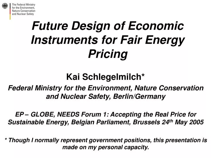 future design of economic instruments for fair energy pricing