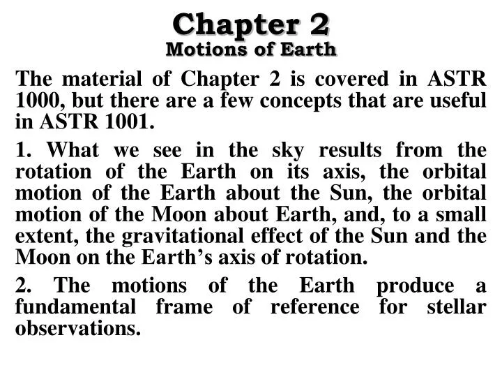 chapter 2 motions of earth