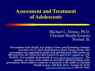 Assessment and Treatment of Adolescents