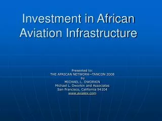 Investment in African Aviation Infrastructure