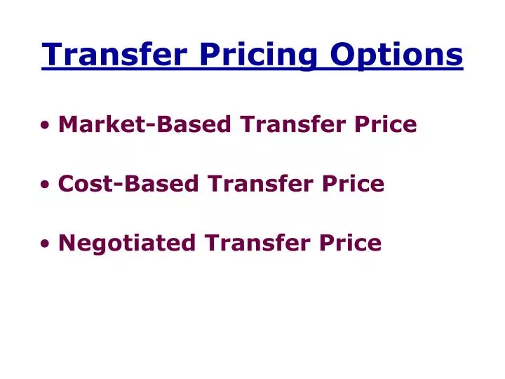 transfer pricing options