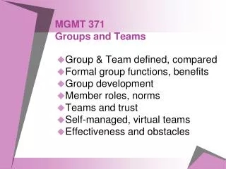 MGMT 371 Groups and Teams