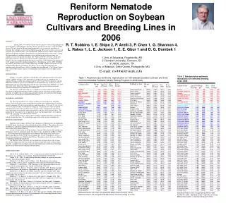 Reniform Nematode Reproduction on Soybean Cultivars and Breeding Lines in 2006