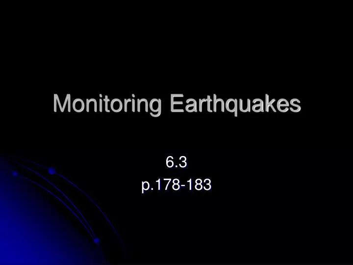 monitoring earthquakes