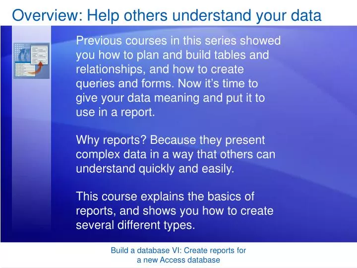 overview help others understand your data