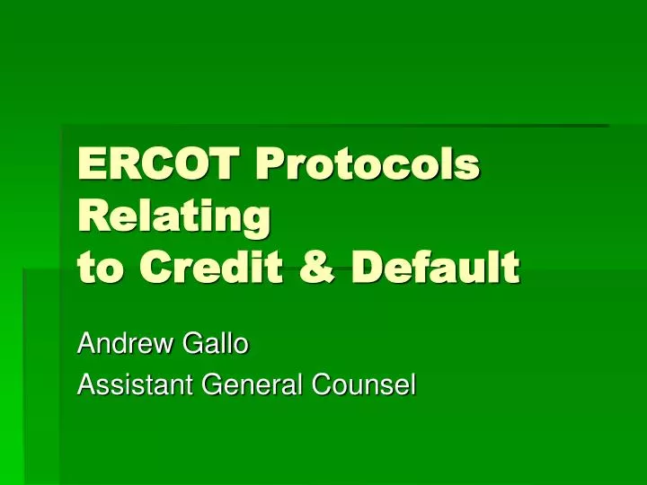 ercot protocols relating to credit default