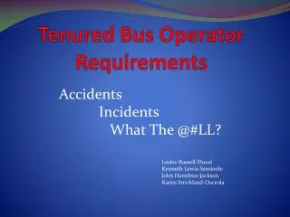 Tenured Bus Operator Requirements