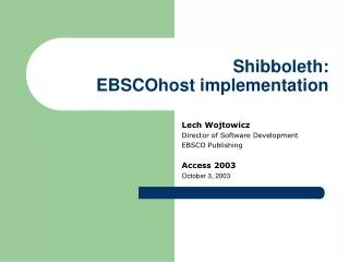 Shibboleth: EBSCOhost implementation