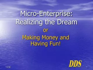 Micro-Enterprise: Realizing the Dream