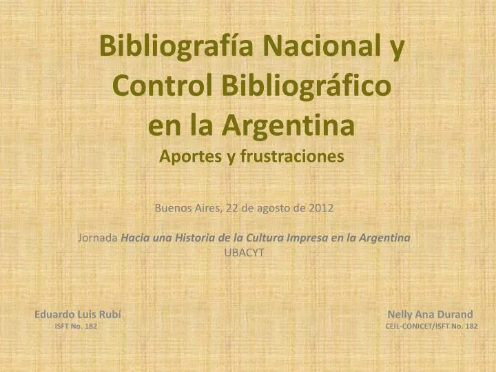 bibliograf a nacional y control bibliogr fico en la argentina aportes y frustraciones