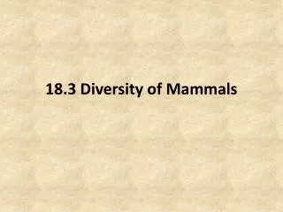 18.3 Diversity of Mammals