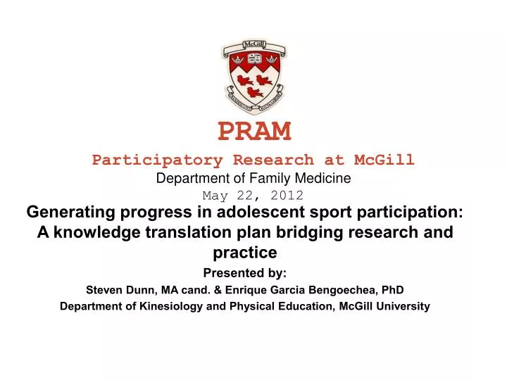 pram participatory research at mcgill department of family medicine may 22 2012