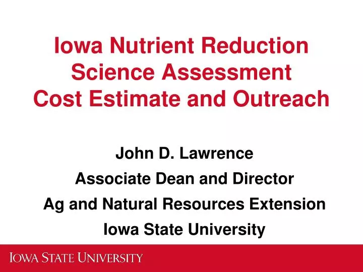 iowa nutrient reduction science assessment cost estimate and outreach