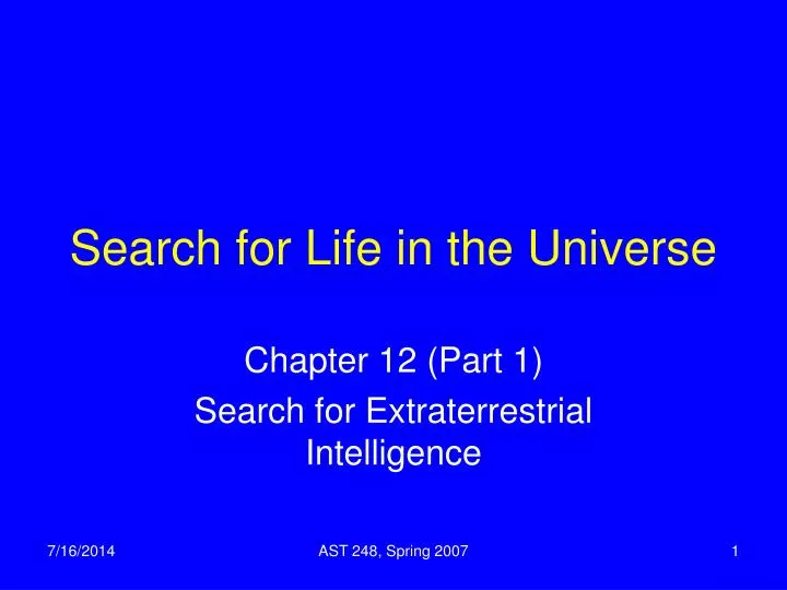 search for life in the universe