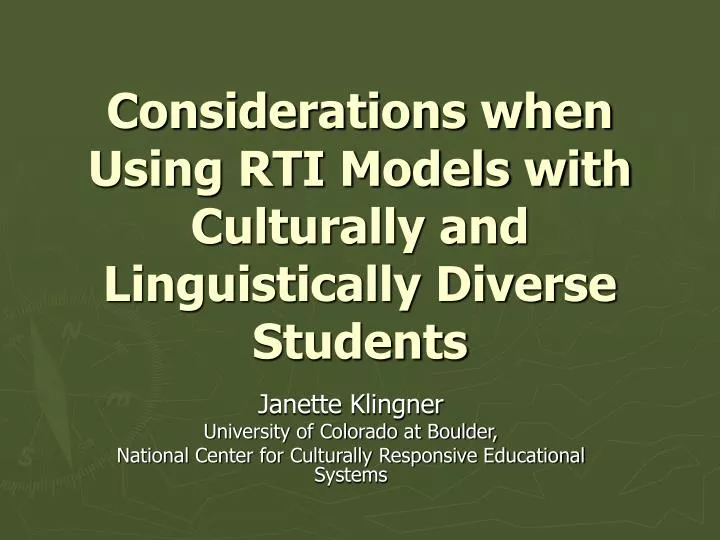 considerations when using rti models with culturally and linguistically diverse students