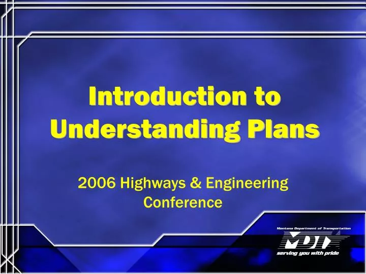 introduction to understanding plans