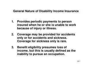 General Nature of Disability Income Insurance