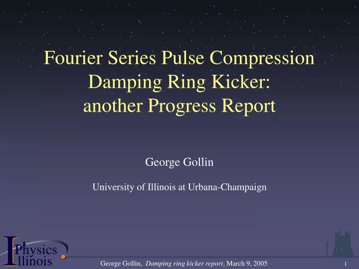 fourier series pulse compression damping ring kicker another progress report