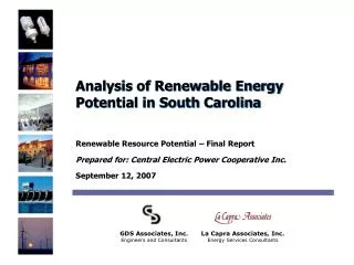 Analysis of Renewable Energy Potential in South Carolina