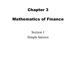 Chapter 3 Mathematics of Finance