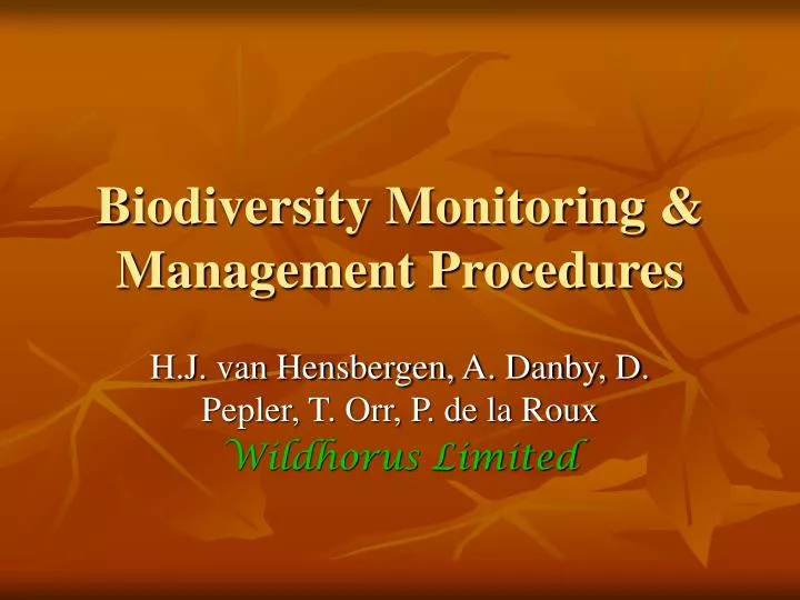 biodiversity monitoring management procedures