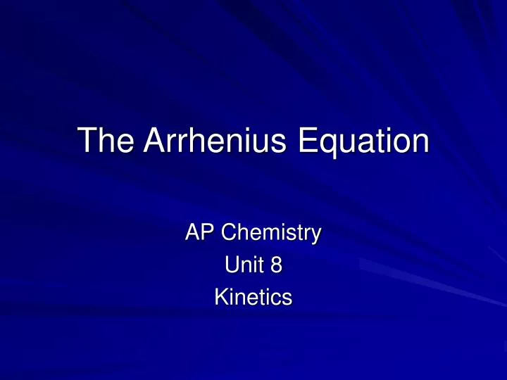 the arrhenius equation