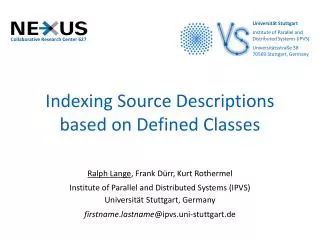 Indexing Source Descriptions based on Defined Classes