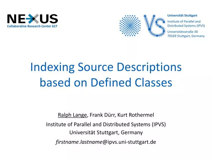 indexing source descriptions based on defined classes