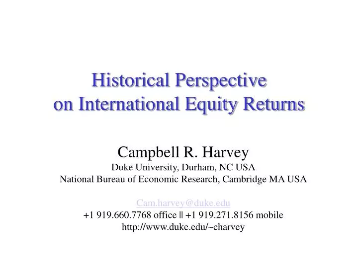 historical perspective on international equity returns