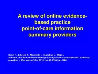 A review of online evidence-based practice point-of-care information summary providers