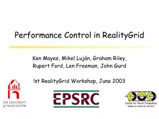 Performance Control in RealityGrid