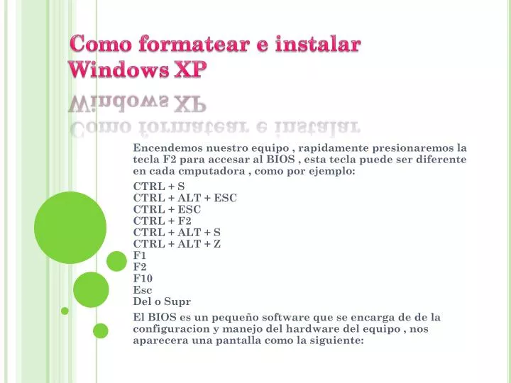 como formatear e instalar windows xp
