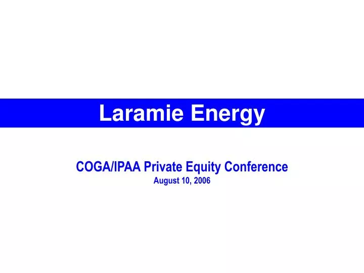 coga ipaa private equity conference august 10 2006