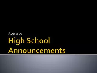 High School Announcements