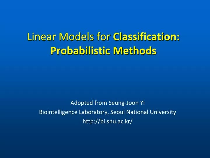 linear models for classification probabilistic methods