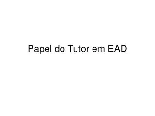 papel do tutor em ead
