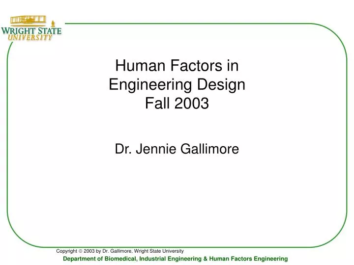 human factors in engineering design fall 2003