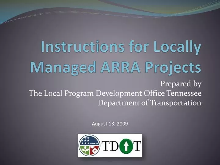 instructions for locally managed arra projects