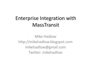Enterprise Integration with MassTransit