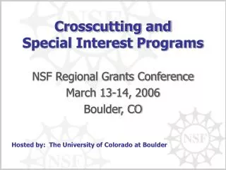Crosscutting and Special Interest Programs