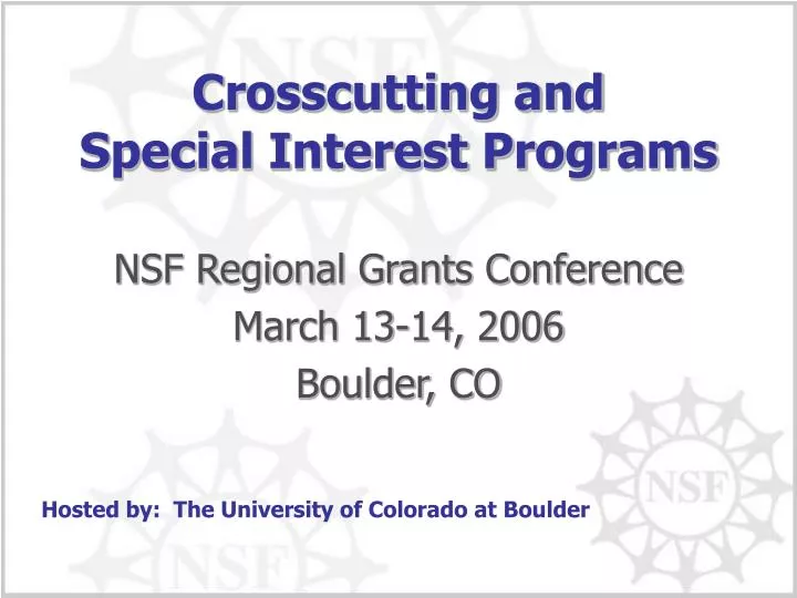 crosscutting and special interest programs